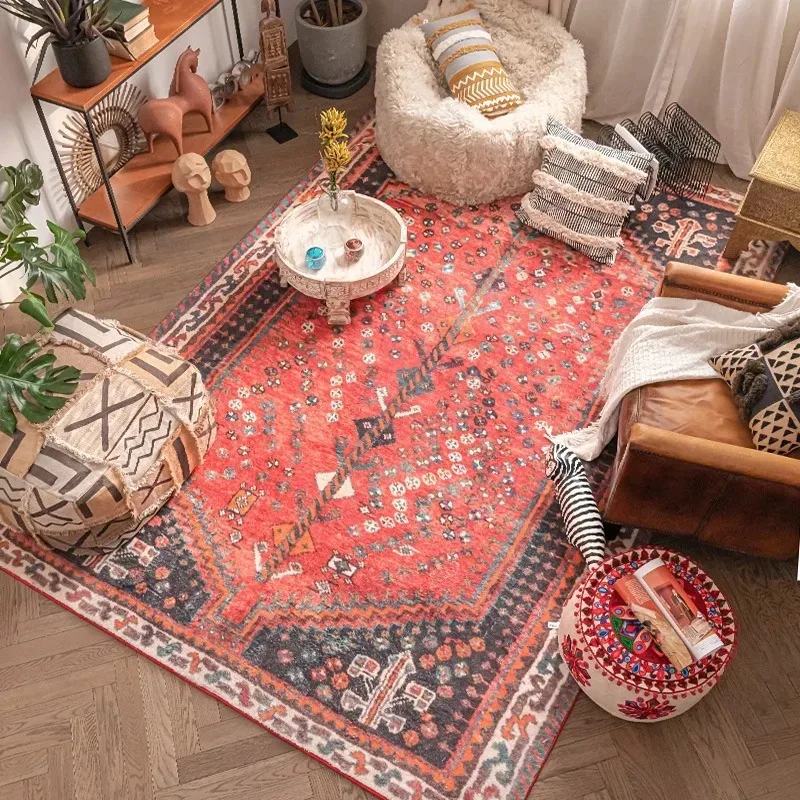 

Persian Style Living Room Large Area Carpets Retro Bedroom Bedside Decoration Carpet Soft Cloakroom Rug Comfortable Balcony Rugs