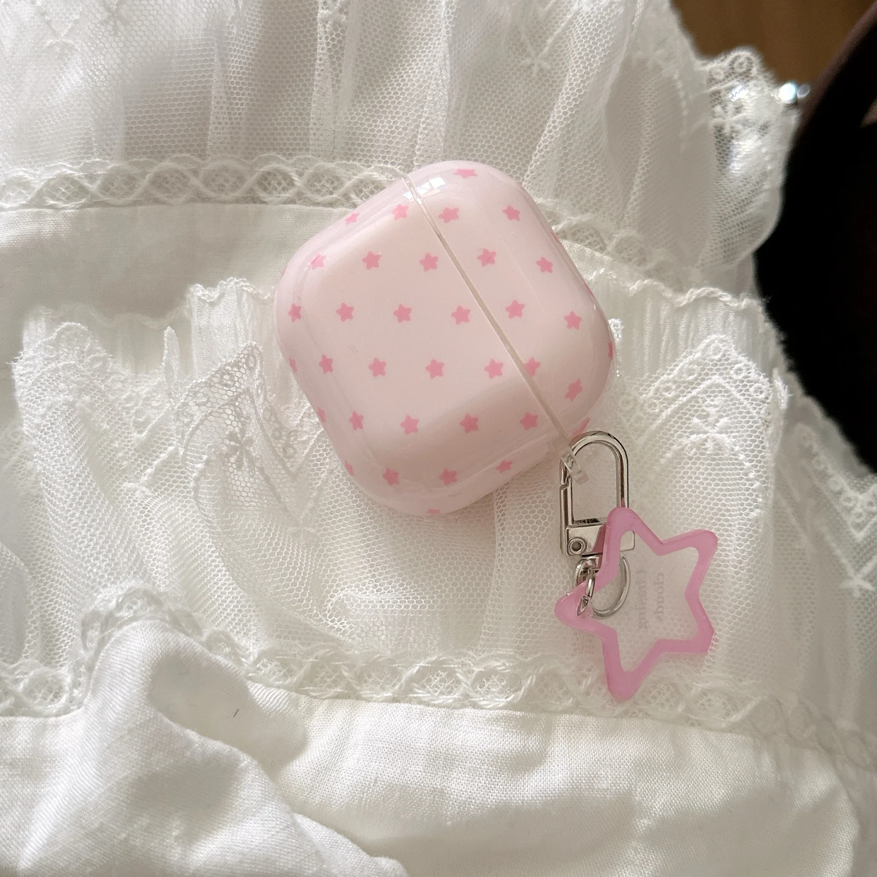 Étui pour écouteurs à motif d'étoile rose, joli écran complet, avec pendentif étoile à cinq branches, adapté aux AirPods 1 2 3 4 Pro Pro2 Pro3