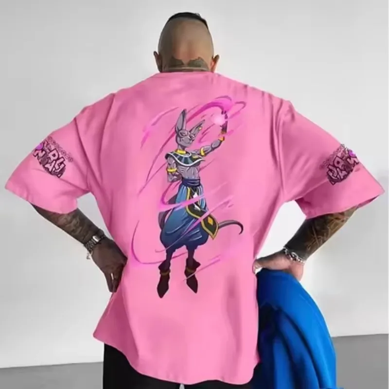 Dragon Ball 2025 Oversized Goku Hot Beerus Printing Cool High Street Trend Cotton Men's Women's T-shirts Are Hot in Summer Y2K