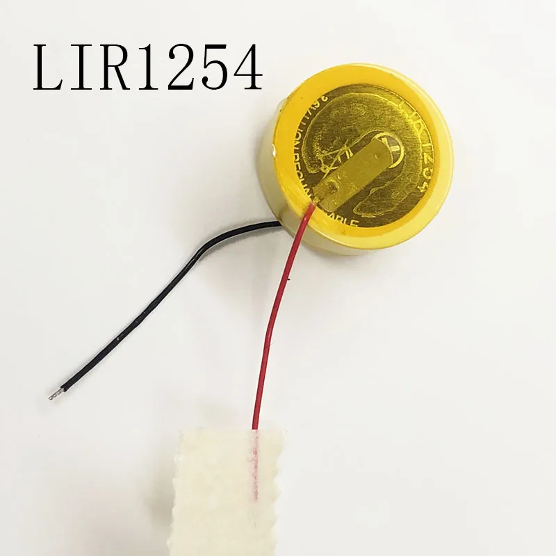 2 unids/lote LIR1254 con línea de batería de litio para auriculares Bluetooth ratón cable de soldadura 3,6 v pila de moneda recargable