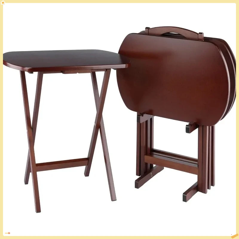 مجموعة صينية تلفزيون خشبية وطاولة للوجبات الخفيفة - استخدام غرفة المعيشة المحمولة