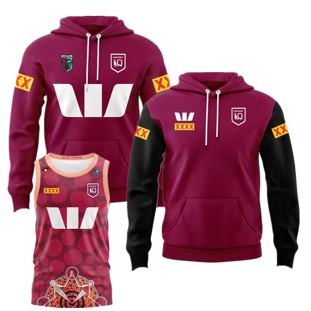 

2024 QLD Maroons RUGBY JERSEY Hoodies vest Australia Queensland Rugby shirt t-shirt singlet polo s-5xl