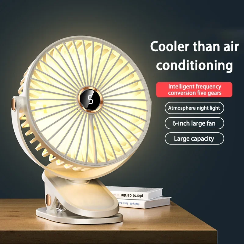 Xiaomi Youpin Clip-on Fan 5 Speed Quiet Rechargeable Desktop Portable Air Circulator Wireless Fan With LED Light Camping Home