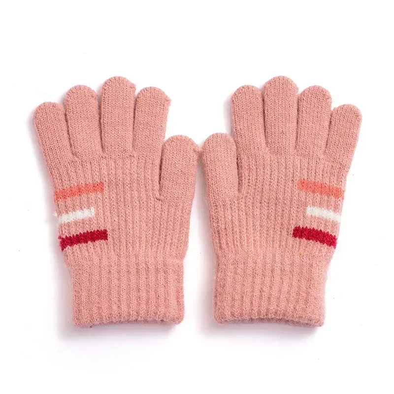 1 Pair Wool Warm Glove for Kid Simplicity Fashion Striped Glove for Baby Boy Girl Outdoor Autumn Winter Cashmere 3-6T Kids Glove