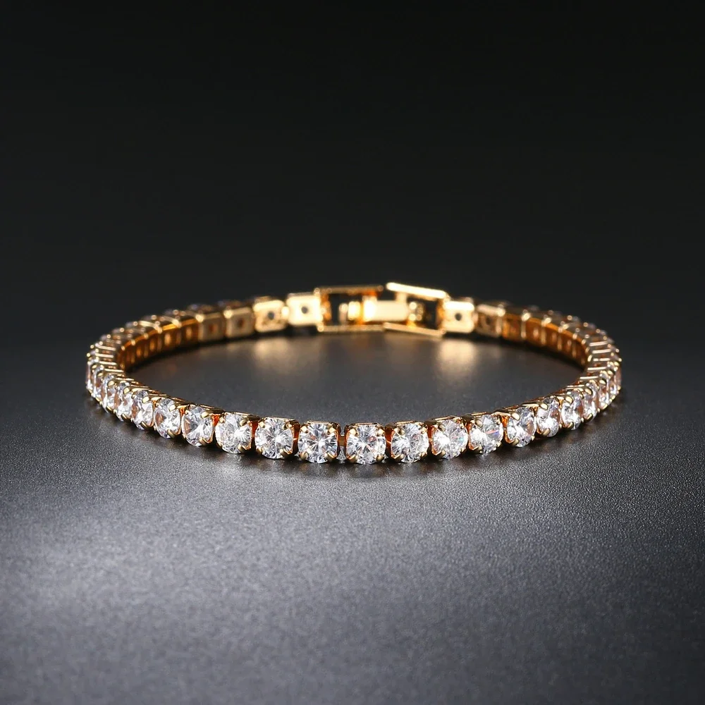 Hiphop Tennis Bracelet Homme Iced Out 3/4/5mm Cubic Zirconia Mens Crystal Chain on The Hand Hip-hop Streetwear Jewelry Male