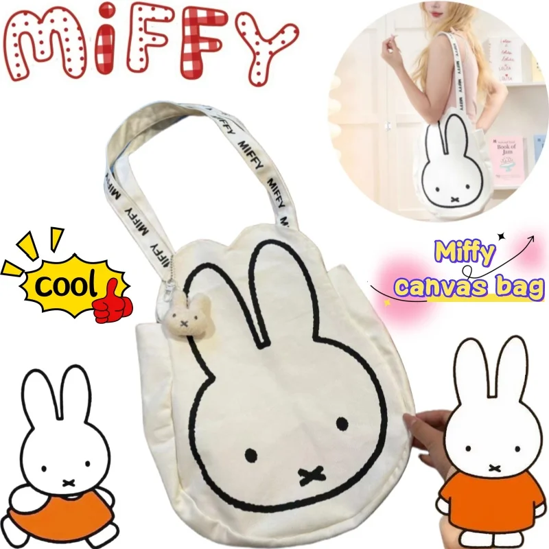 

Miffy Canvas Bag Creative High-value Cartoon Print Cute Girl's Heart Large Capacity Portable All-match Simple Portable Handbag