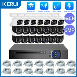 KERUI 3K 6MP Full HD 16CH POE NVR Surveillance Camera System Dual Lens PTZ WIFI IP Home Security 16CH POE NVR Video H.265 CCTV