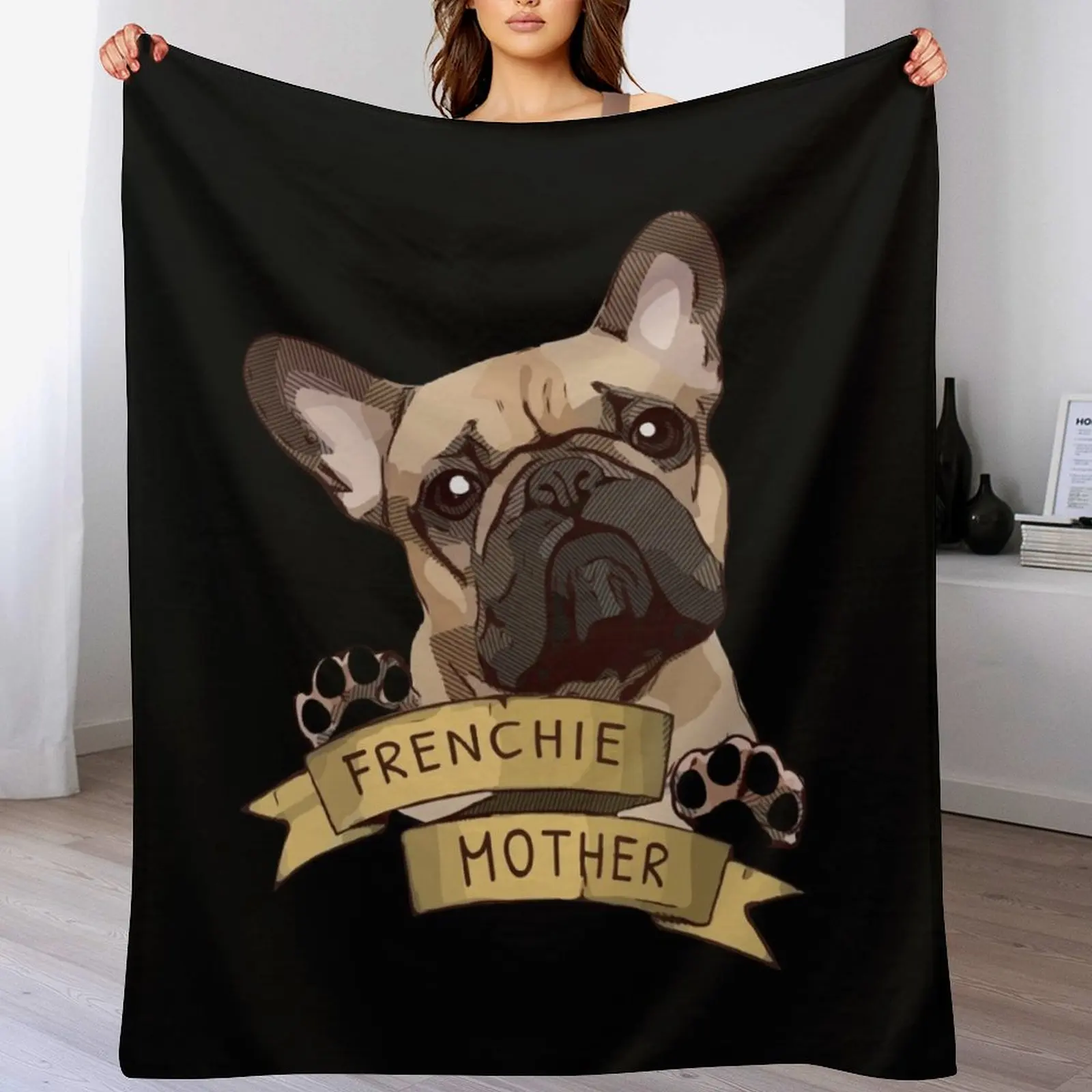 

Best Frenchie, French bulldog lovers frenchie mother, mom, mama Throw Blanket Hairy Designers Furrys Blankets