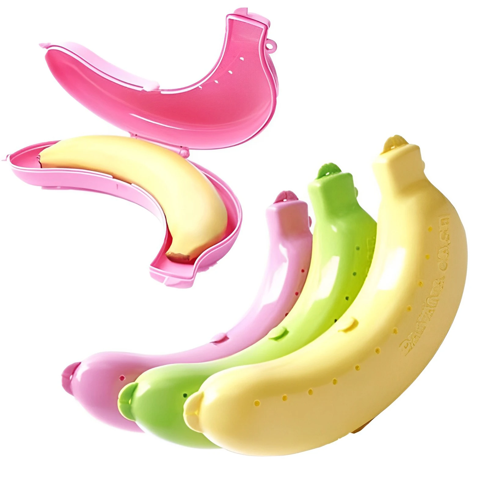 

3pcs Travel Outdoor Portable Banana Shape Protective Case Creative Plastic Banana Fruit Storage Case Picnic Food Container