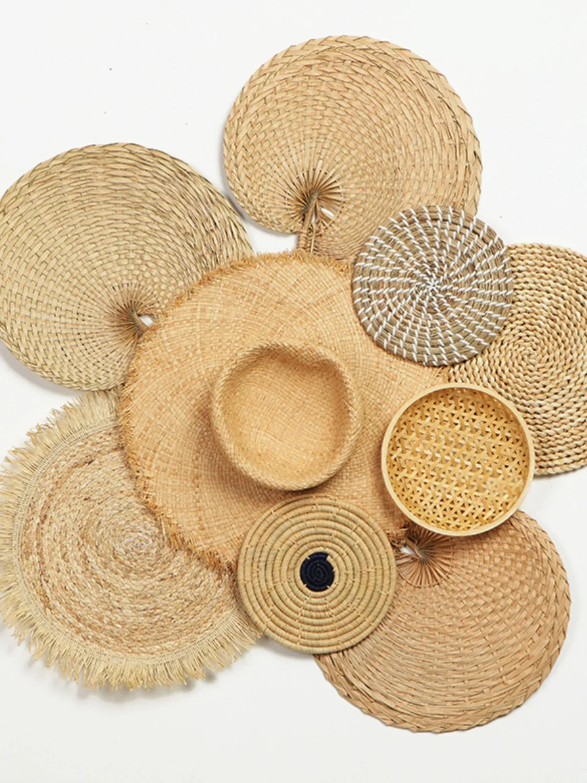 Nordic ins Indonesia straw rattan round home residential wall decoration pendant original hand-hung new