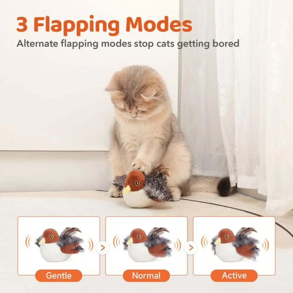 

Интерактивная игрушка для кошек: перезаряжаемый летающий птичка-вертушка с USB, издающая звуки и реагирующая на касание