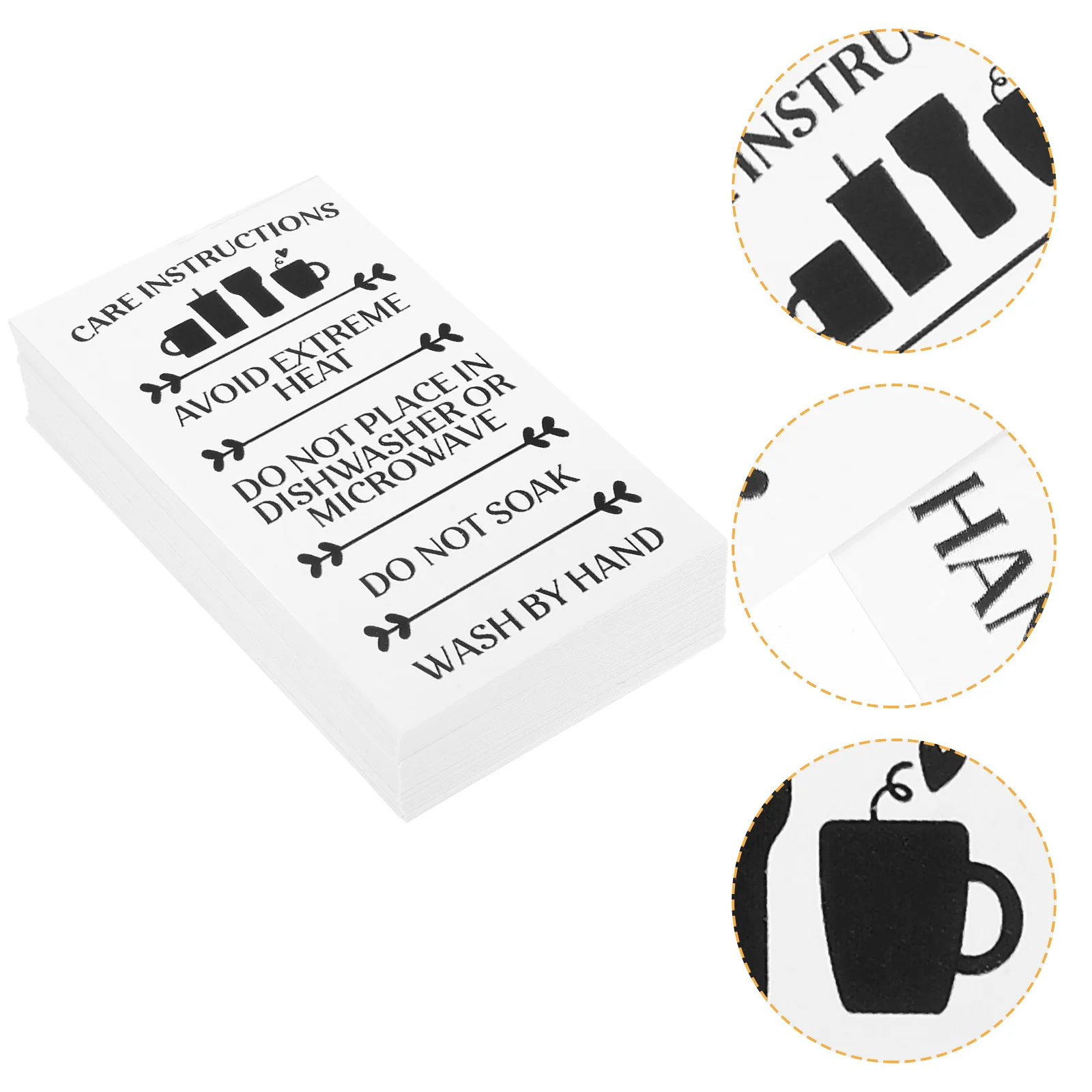 

50 Pcs Labels Glass Instruction Card Care Cards for Tumbler Package Insert Cup White