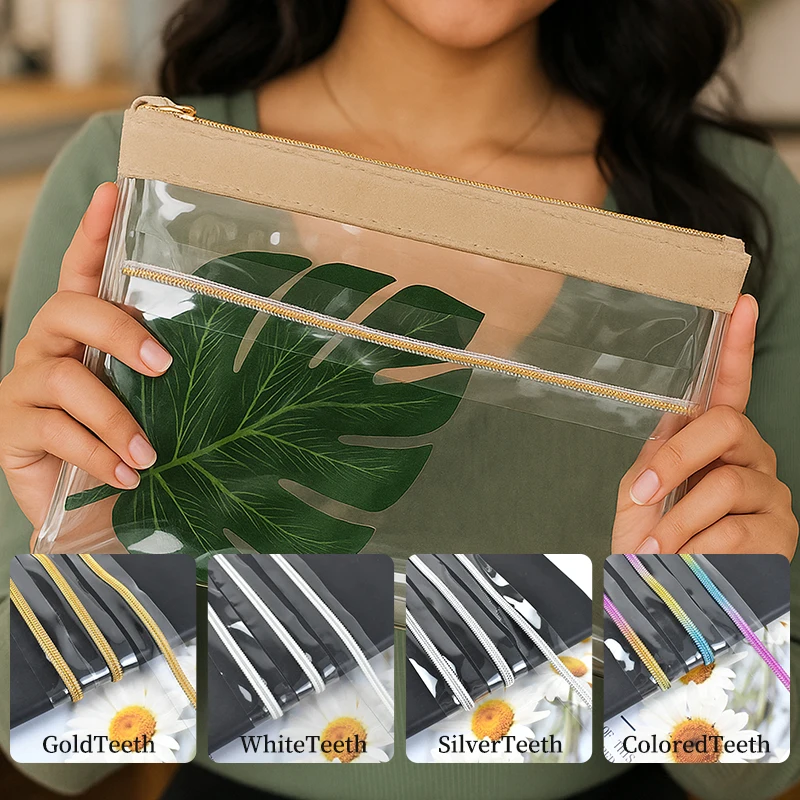 

1-10M Meetee Nylon Zipper Tape 3# 5# PVC Transparent Zippers for Raincoat Clothes Closures Zip Repair Kit DIY Sewing Accessories