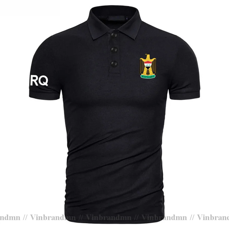 

Coat of arms of Iraq Polo Shirt Republic of Iraq Iraqi Shirt Men Fashion Short Sleeve Sweatshirt Sport Jerseys Golf Tennis Polos