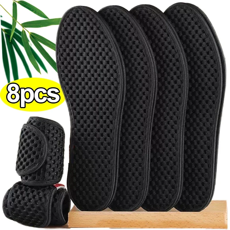 2/8Pcs Bamboo Charcoal Deodorant Insoles Mesh Breathable Absorb-Sweat Shoe Pads Men Sports Shoes Antibacterial Insert Insoles