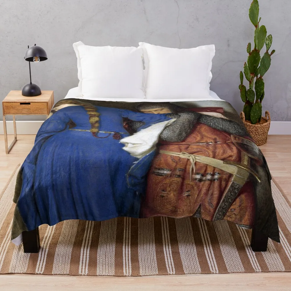 

Hellelil and Hildebrand, the Meeting on the Turret Stairs - Frederick William Burton - 1864 Throw Blanket