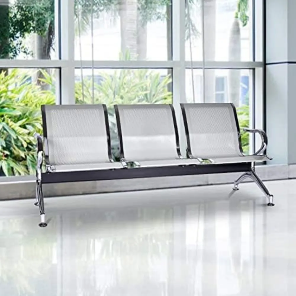 Cómodo banco de sala de espera de 3 asientos para áreas de aeropuerto, hospitales, bancos, salones y conferencias
