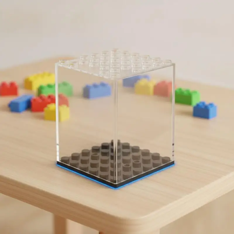 Clear Stackable Building Block Display Box, Compatible With Minifigures, Dustproof Square Storage Case For Small Bricks