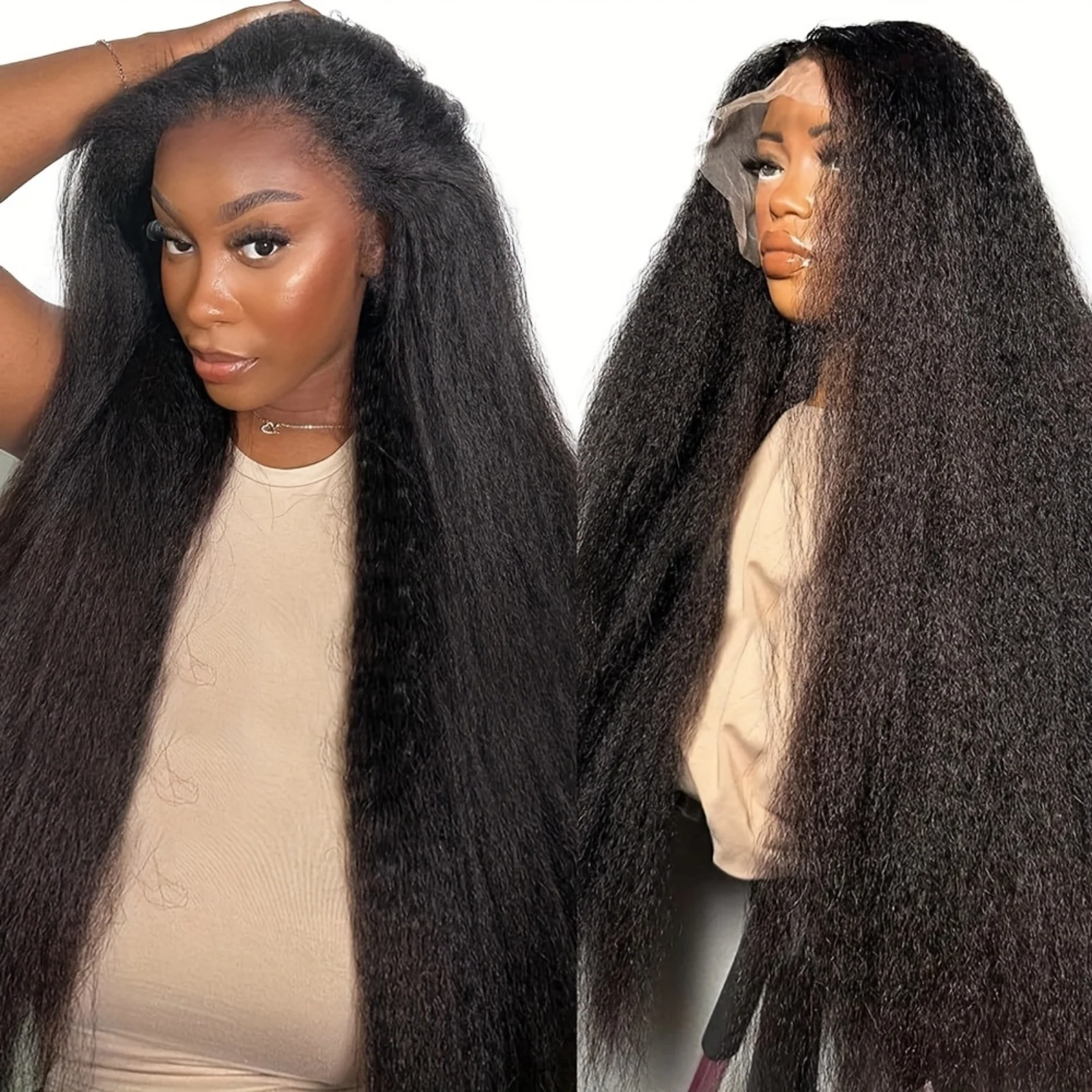 

Накладной парик из натуральных волос Kinky Straight, 13x4 HD Lace Frontal, без клея, 5x5 HD Lace Closure, распродажа
