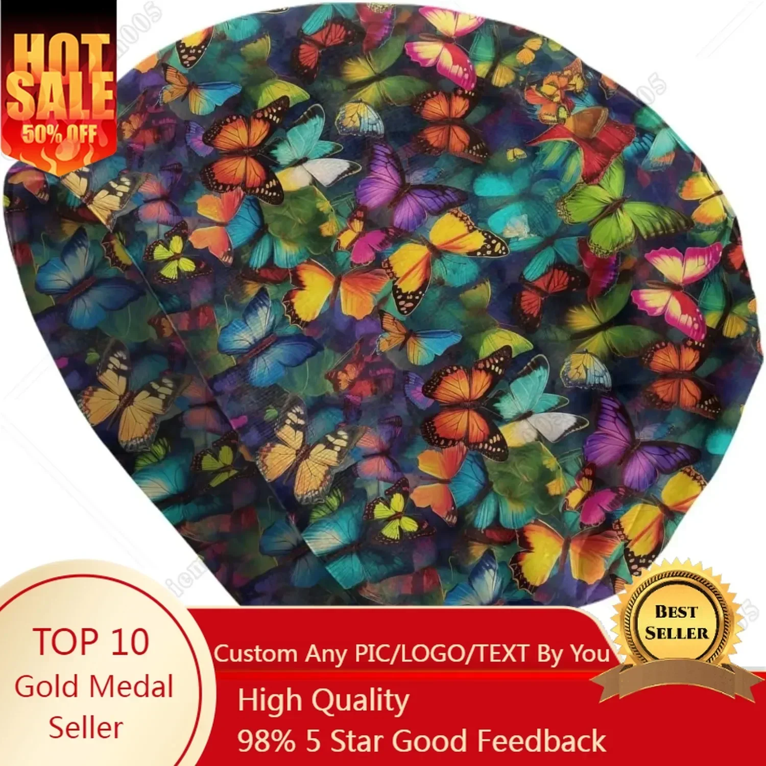 

Watercolorful Butterfly Beanie Hat Chemo Headwear Slouchy Skull Sleep Cap for Women Men Winter Running One Size