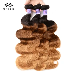 UNice Hair Kysiss Series Ombre Hair 3 Bundles Body Wave  Brazilian Hair Weave Bundles 3 Tone Blonde T1B/4/27 Virgin Human Hair