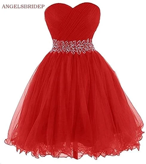 ANGELSBRIDEP – robe courte de princesse en Tulle, tenue de fête, fête d'anniversaire, cristal scintillant