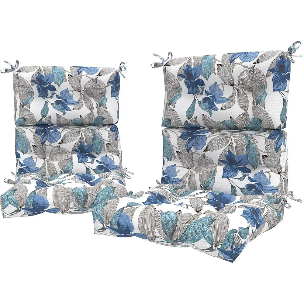 Outdoor Tuted High Back Cushions Set o 2 Patio Seasonal Replacement Rocking Chair Cushion with Ties, Solid Seat and Back Chair C