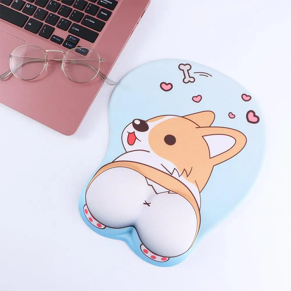 Computer Comfortable 3D Gaming Cute Silica Gel Wrist Rest Corgi Mouse Pad Mouse Mat Wrist Support