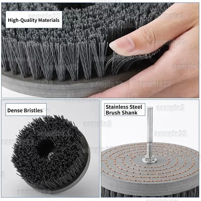 60/120/180/240/320/500 Grit Flat Disc Brush Silicon Carbide Deburring Surface Polishing Brush with Shank Mandrel CNC Machining