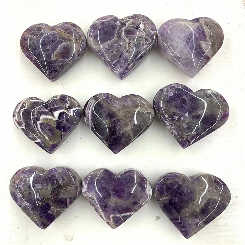 Natural gemstone heart shaped crystal craving dream amethyst for home decoration