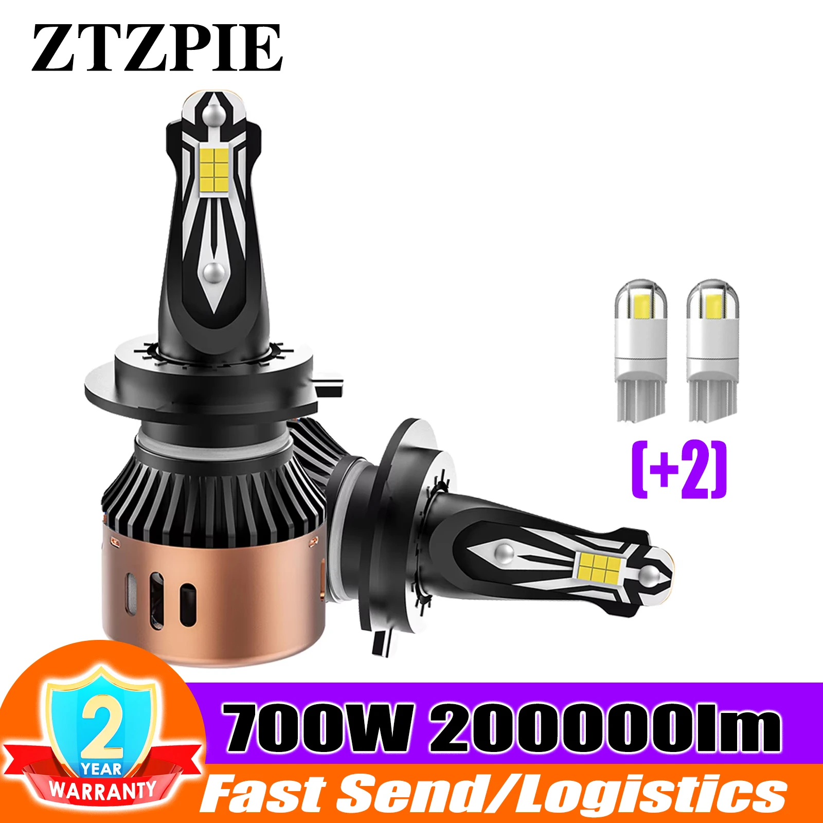 ZTZPIE 200000LM Car H7 LED Headlight 6000K HB3 HB4 9005 9006 H1 H4 H11 Bulbs CSP 3570 Chips Fog Lamp 700W Light 12V