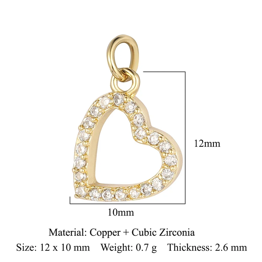 5 stks/partij Ster Hart Sleutel Koper Kubieke Zirkoon Charms Clover Lightning Hoefijzer Racket Maan Armband Oorbel Ketting Hanger - afbeelding 1