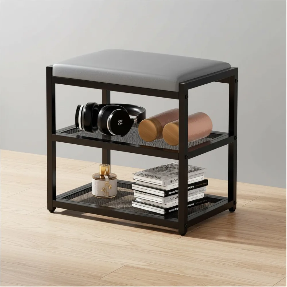 

Small Ottoman with Storage, Faux Fur Stool Chair for Living Room, Bedroom, Bathroom Entryway