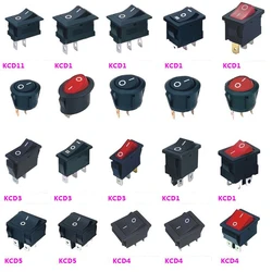 10pcs Red Black Illuminated 12v Rocker Switch 20 Amp DC Round Light 12 V Volt Kit Car 2 Pin 3 Pin Boat Type Power Button Switch