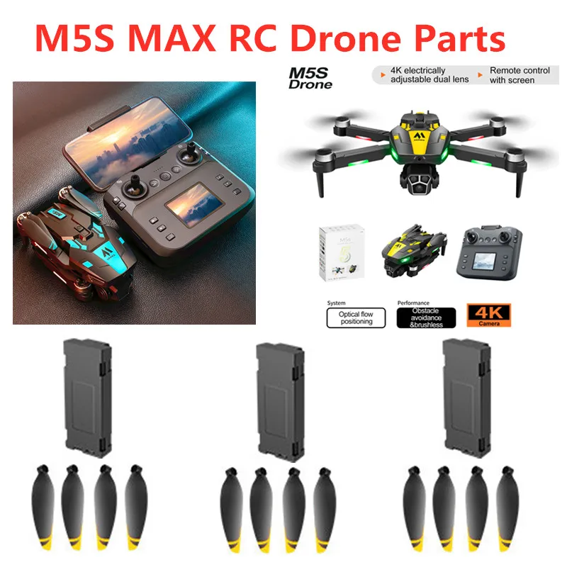 M5S Screen RC Drone Spare Parts Battery/Propeller For M5S MAX RC Drone M5S Dron Battery Blades accessory M5S 3.7V 1800MAH Batter