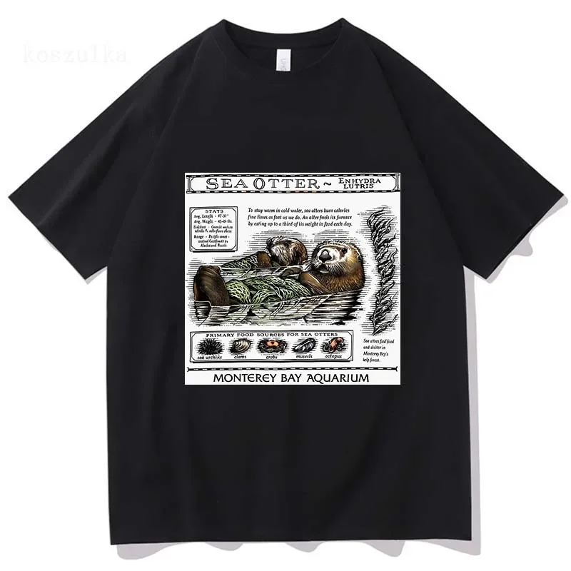 

Monterey Bay Aquarium Sea Otter T-Shirt Cotton Loose Otter Merch TShirt Unisex Casual Crew Neck Short Sleeve Graphic Tee Tops