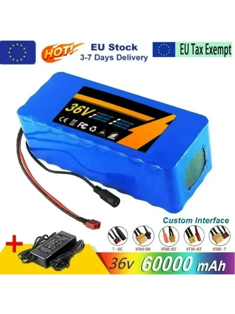 10S4P 36V 60000mAh Lithium-Akku für Elektroroller 18650 Akkupack + Gratis-Ladegerät