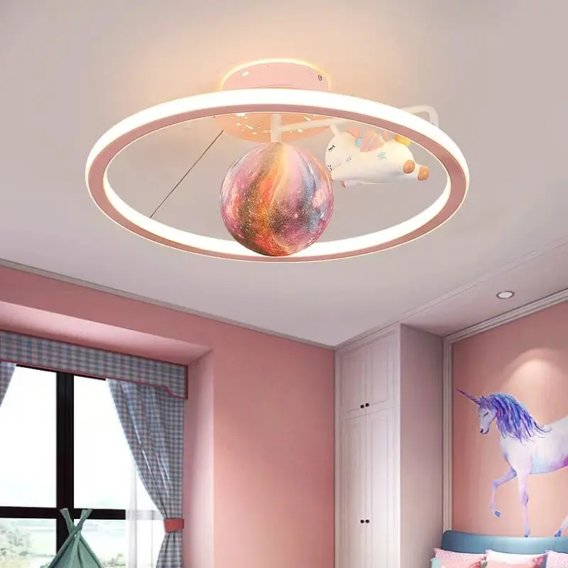 Cartoon Unicorn Bedroom Light Creative Astronaut Pendant Light Simple Children's Room Light Eye Protection Stepless Dimming