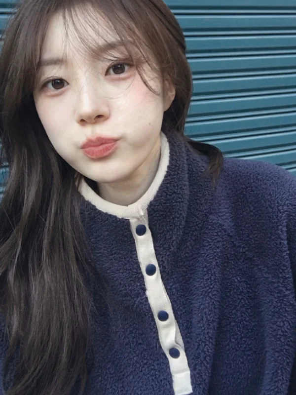 سترة شتوية دافئة Fce Jaet للسيدات بياقة عالية وزر لصق ملابس خارجية فضفاضة تناسب طويلة Sve Sweet Sle #5