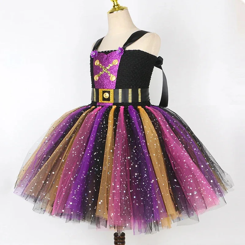 Disfraces de pirata brillantes para niñas, vestidos de Carnaval de Halloween para niños, traje de Navidad brillante, conjunto de ropa de capitán pirata para niños