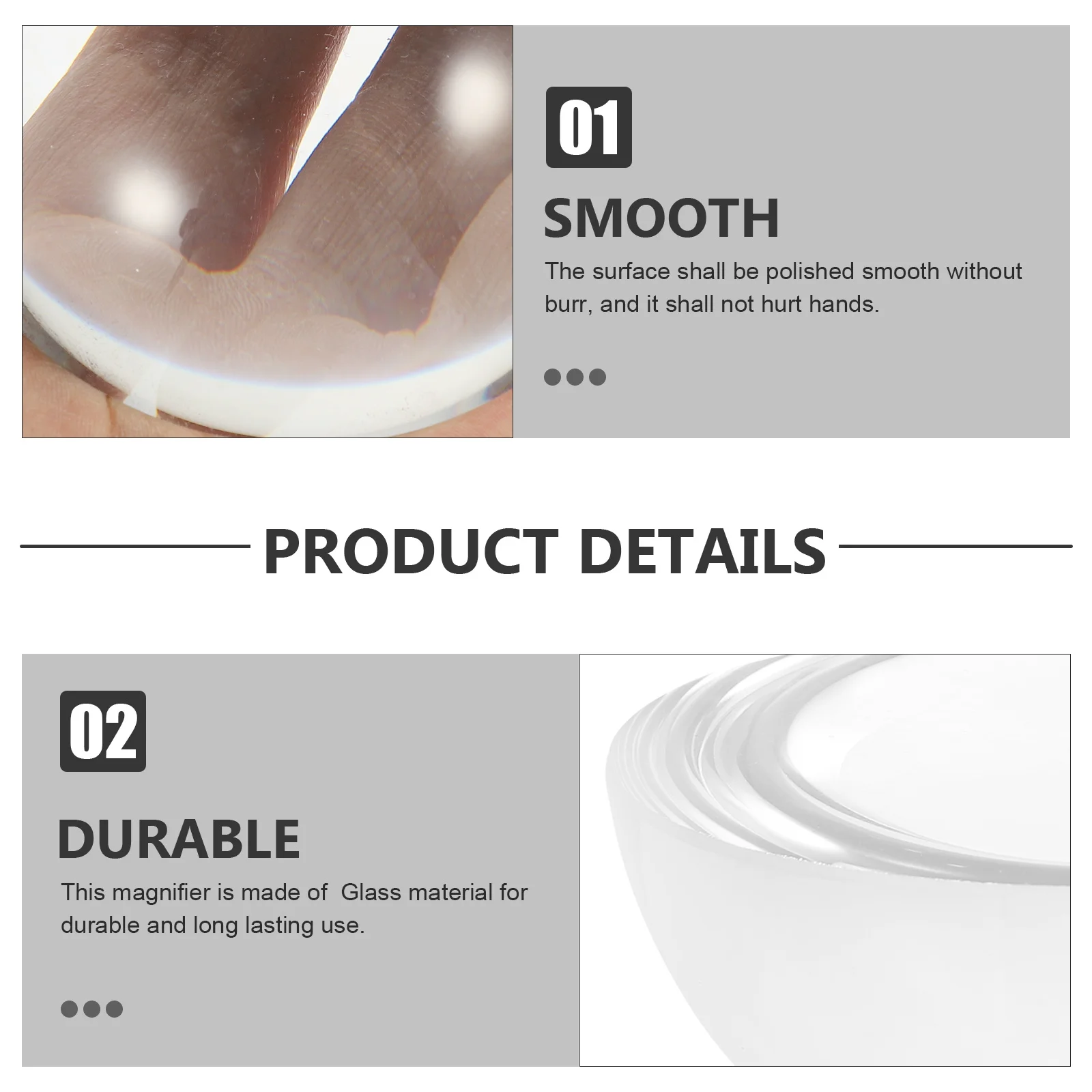 

Glass Dome Paperweight Magnifier 97mm Hemispherical Optical Reading Magnifying Glass Clear Lens Distortion-Free for Books Maps