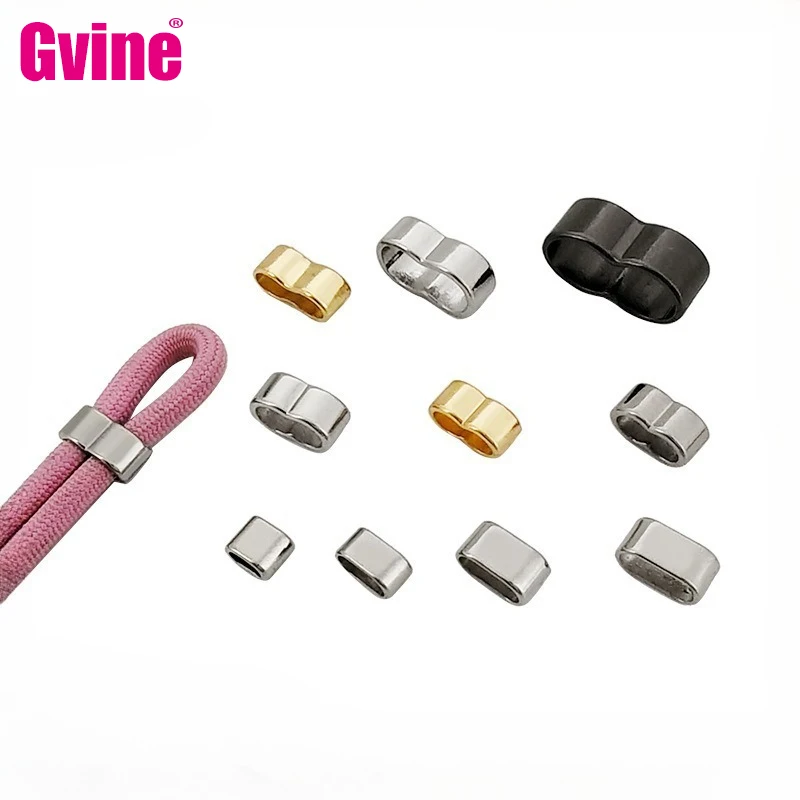 

50Pcs Metal Cord Buckle Clasp Connector Clips End Stop Rope Buckle for Bag String Adjustment Loop Rings DIY Accessories