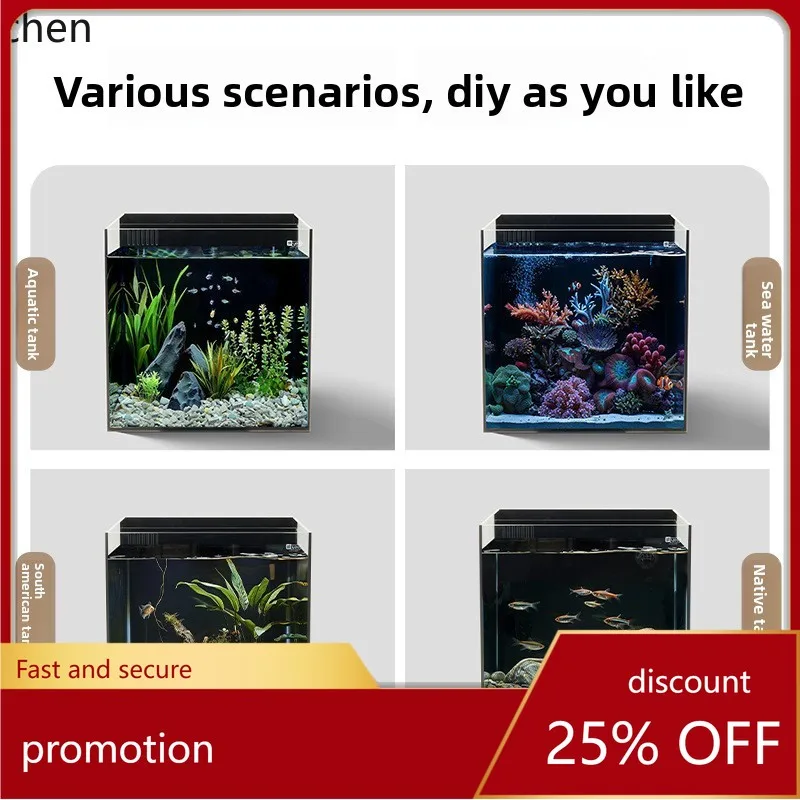 ZML Fish Tank Back Filter Tank Living Room Desktop  Filter Oxygen Integrated Freshwater and Saltwater Fish Tank
