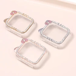 Luxury Cute Kitten Cat Diamand Watch Case For Apple Watch 9 8 7 6 SE 5 Korean Girl Clear Cover For iwatch 45mm 44mm 41mm 40mm