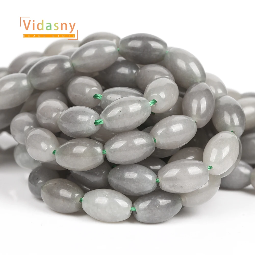 8x12mm Natursteine Gary Chalcedon Reiskornform Lose Perlen für Schmuckherstellung Passend für DIY Armbänder Halsketten Zubehör – Detail 5