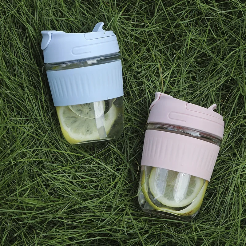 

Simple Stripe Coffee Glass Cup With Lid and Straw Transparent Bubble Tea Cup Juice Glass Milk Mocha Cups Breakfast Mug