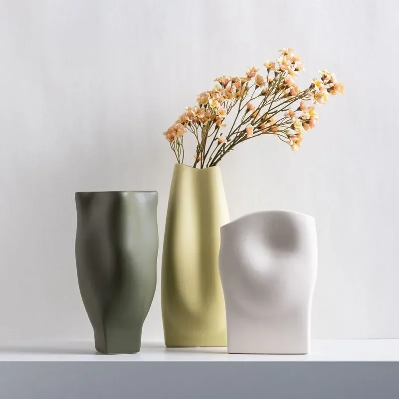 for Morandi Color Nordic Style Personalized Art Ceramic Vase Dining Table Living Room Tabletop Ornament Soft Decoration