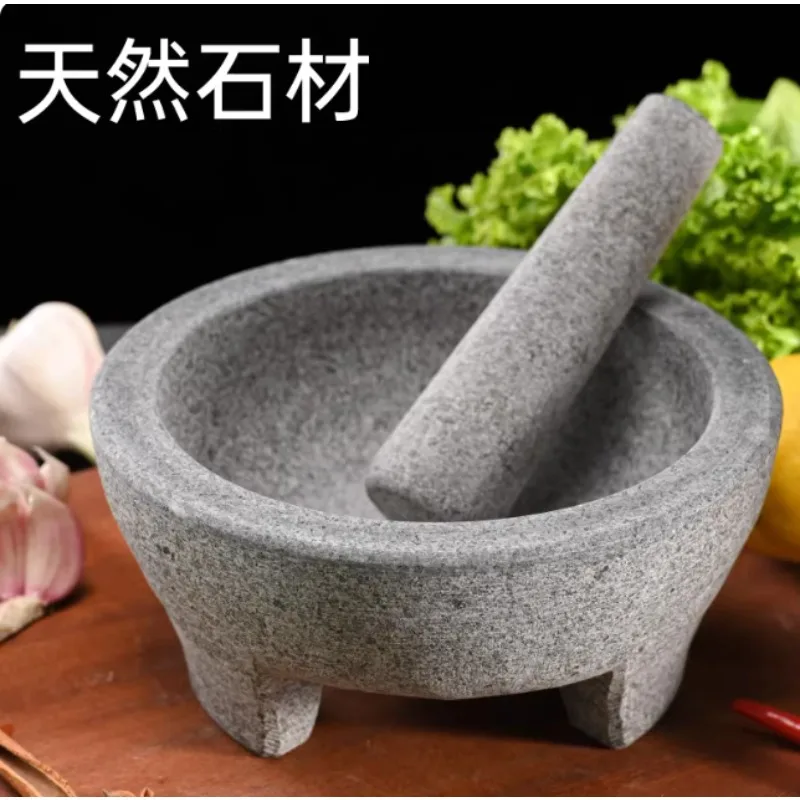 Natural Stone Granite Mortar Pestle for Spices Seasonings Pastes Guacamole