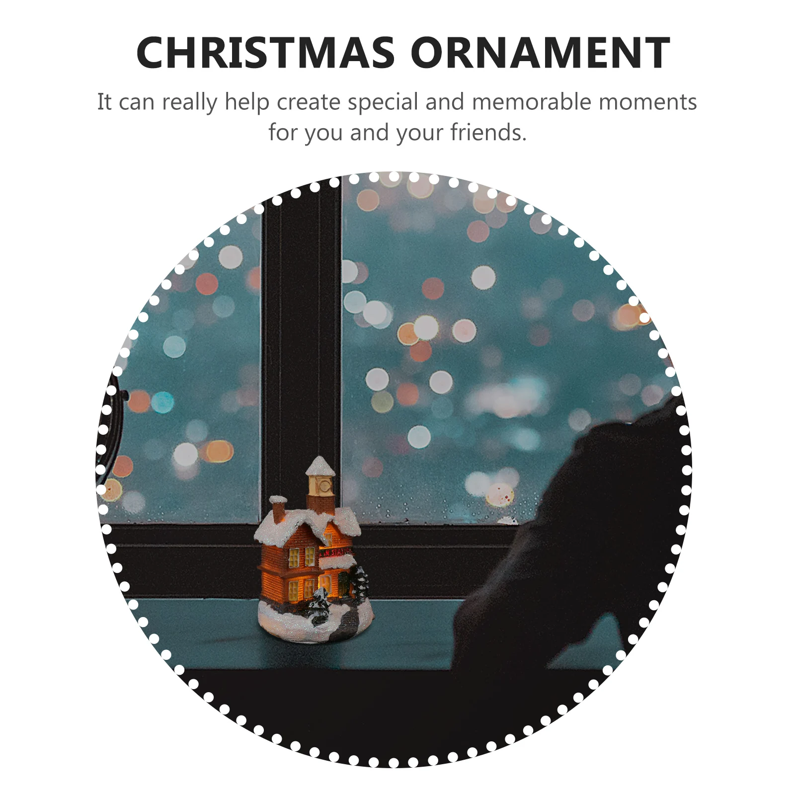 

1Pcs Festive Luminous Decor Resin Christmas Villa Ornament Fine Workmanship Mini Adorn for Room Living Room