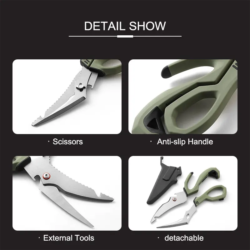 Outdoor Multifunctional Scissors Can Be Split Kitchen Fishbone Scissors Plastic Handle Bird Beak Scissors